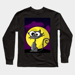 Cartoon Spooky Cat Long Sleeve T-Shirt